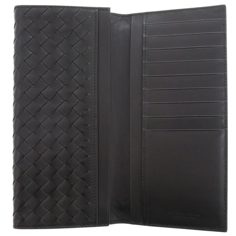 Bottega Veneta Intrecciato Leather Black Long Wallet Long Billfold Black 0926