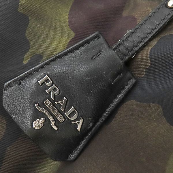 Prada 2way Bag Camouflage Reversible Triangle Logo Nylon Khaki X Black Silver