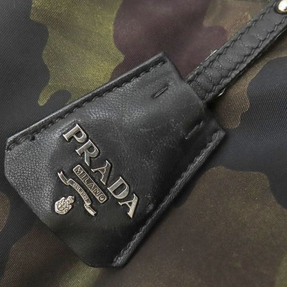 Prada 2way Bag Camouflage Reversible Triangle Logo Nylon Khaki X Black Silver