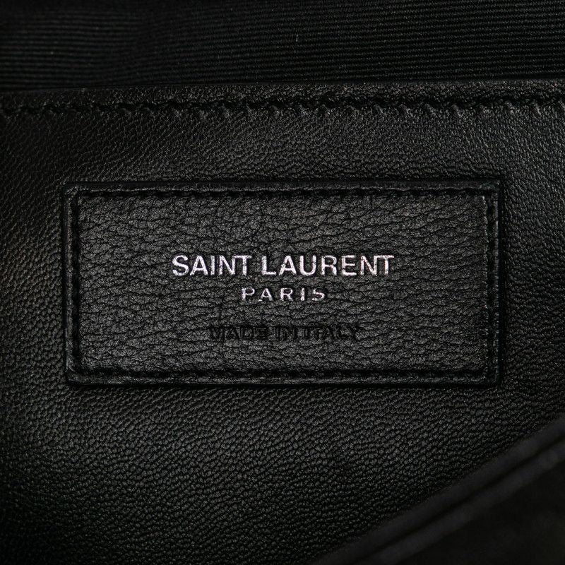 Saint Laurent Satchel Small YSL Logo Chain Shoulder Bag Handbag Black Leather