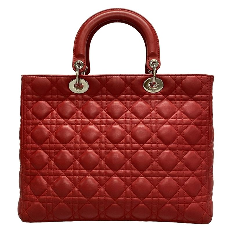 Dior/christian Dior Handbag Lady Dior Large Bag Red Leather