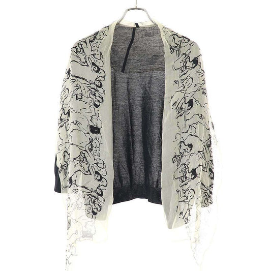Hermes Silk Shawl Docking Cardigan Black LA