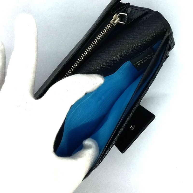 Bvlgari Logo Clip W Hook Long Wallet Long Leather 30416 Black NFC Tag