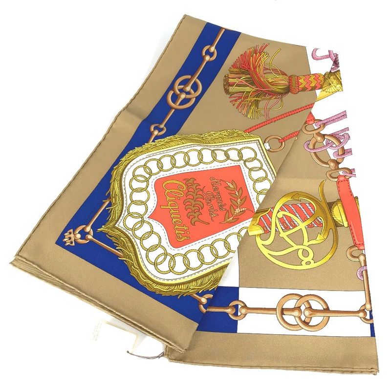 Hermes Scarf Carré 90 Carré 90 Silk Beige