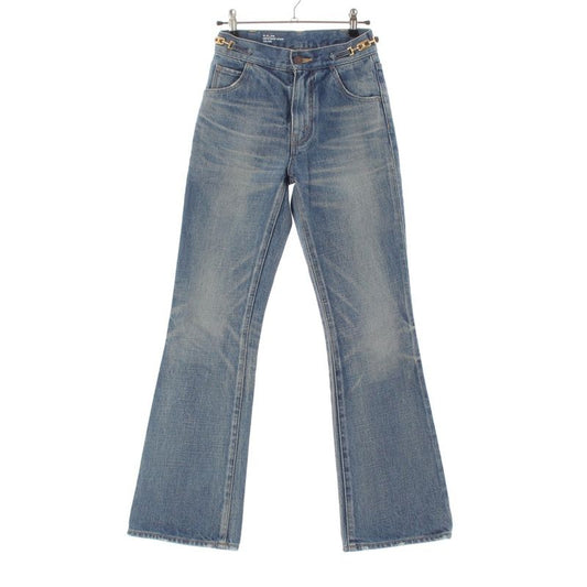 Celine Cotton Triomphe Damaged Flared Denim Pants Jeans Bottoms N678 930F 07UW