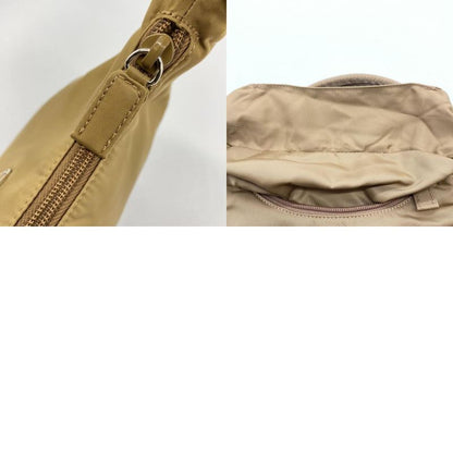 Prada Handbag Accessory Pouch Nylon Beige Ladies Men Vintage Fashion Gift