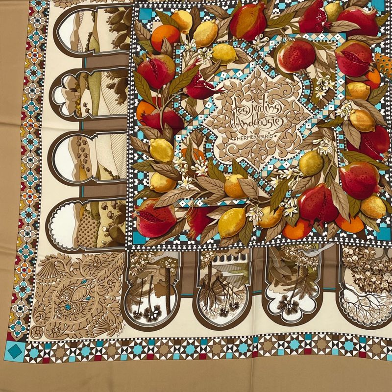 Hermes Carre 90 Les Jardins D' Andalousie Andalusian Gardens Scarf Multicolor