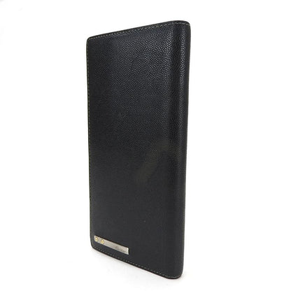 Cartier Long Wallet Santos De Leather Black Bifold Simple Small Everyday Use