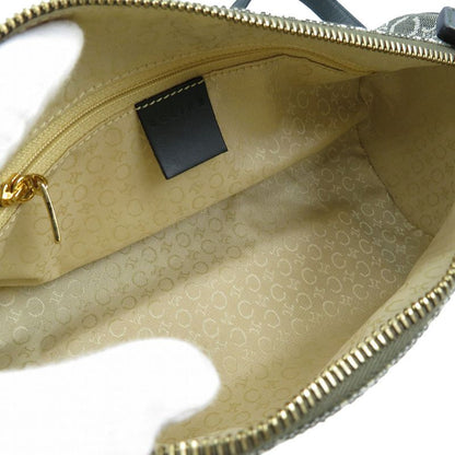 Celine C Macadam Pattern Canvas Leather Gold Hardware Olive Green Shoulder Bag