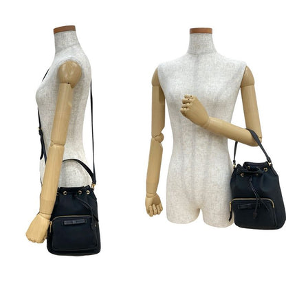 Prada Duet Logo Canvas Leather Drawstring 2-Way Handbag Shoulder