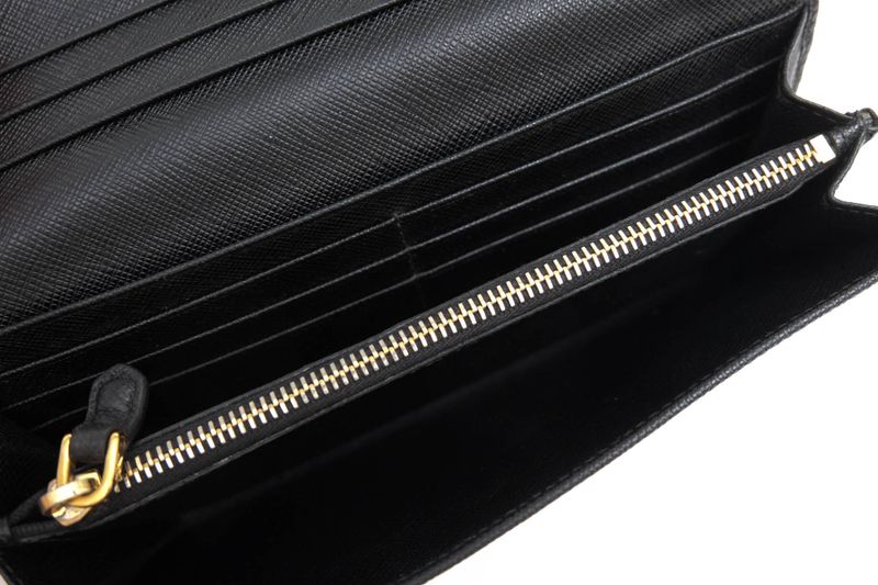 Prada Long Wallet Women Leather Genuine Black 1m1132 Saffiano Leather Long