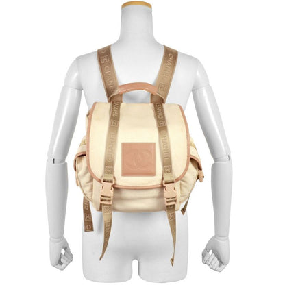 Chanel Coco Mark Sport Line Backpack Canvas Beige