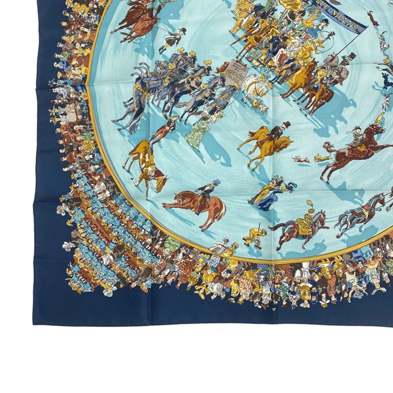 Hermes Carre 90 Cirque Molier Circus Scarf Silk Navy With Box