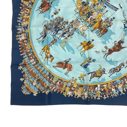 Hermes Carre 90 Cirque Molier Circus Scarf Silk Navy With Box