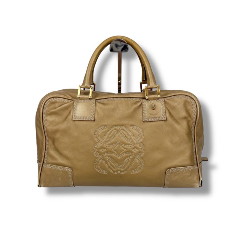 Loewe Amazona 36 Handbag Mini Boston Bag Anagram Logo Stitching Gold Nappaleathe