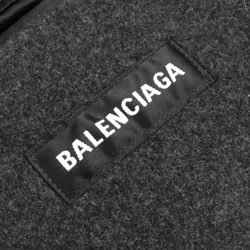 Balenciaga 595272 Shifted COAT 100% Cashmere Long Coat With Logo Pattern