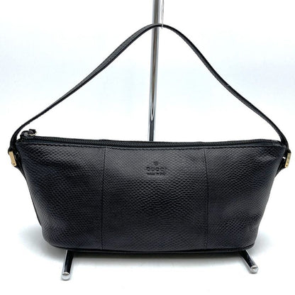 [gucci 250001 Handbag Pouch Accessory Pouch Lizard Shape Push Black Simple