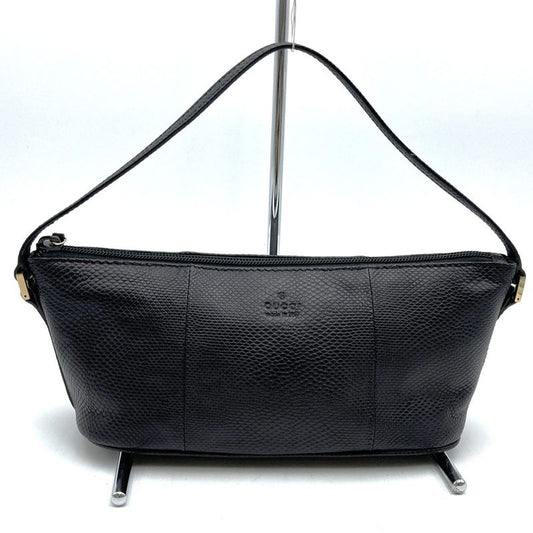 [gucci 250001 Handbag Pouch Accessory Pouch Lizard Shape Push Black Simple