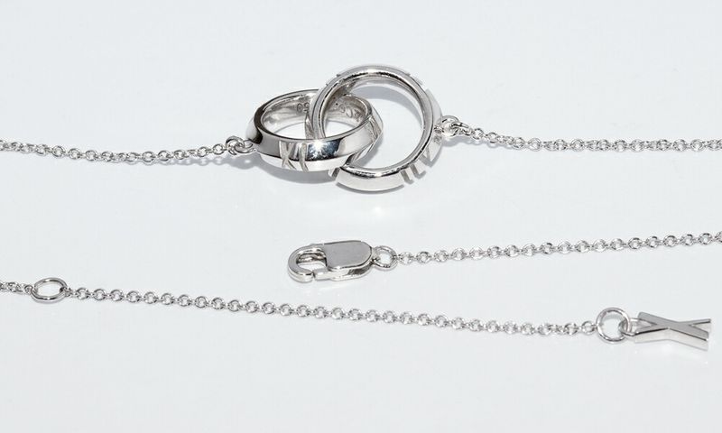 Tiffany & Co Pendant Necklace 18K White Gold Atlas X Closed Interlocking