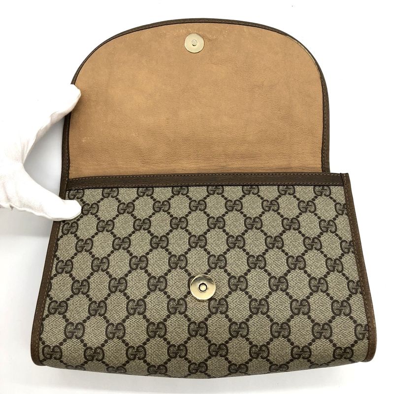 Gucci 89-01-030 Second Bag Clutch Bag Pouch Sherry Line GG Supreme Beige Ladies