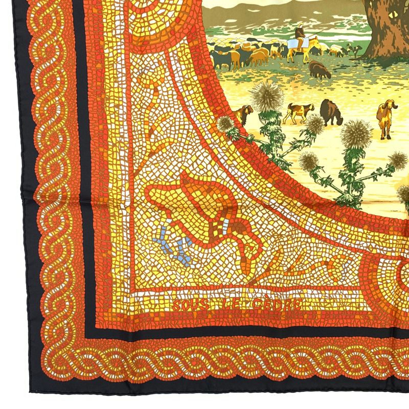 Hermes Carre 90 SOUS LE Cedre Under The Himalayan Cedars Multicolor Silk Scarf