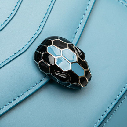 Bulgari Serpenti Chain Shoulder Bag Blue Leather Women Bvlgari