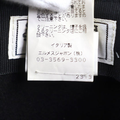 Hermes 100% Wool Hat With Ribbon Black 58 Men's Recommende