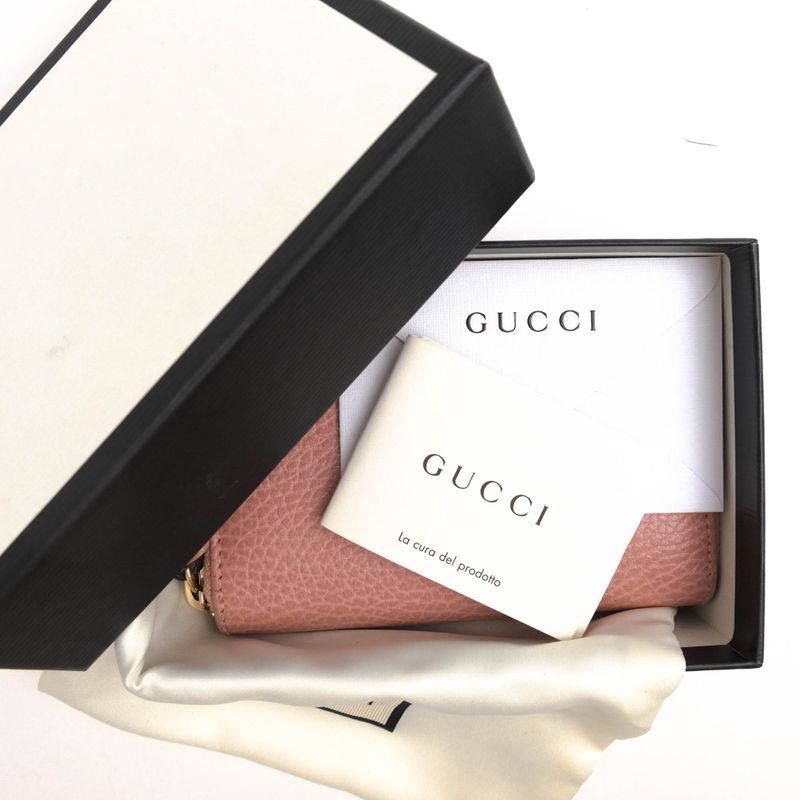 Gucci Wallet Ladies Women Leather Genuine Pink 368877 203887 Swing Coin Case