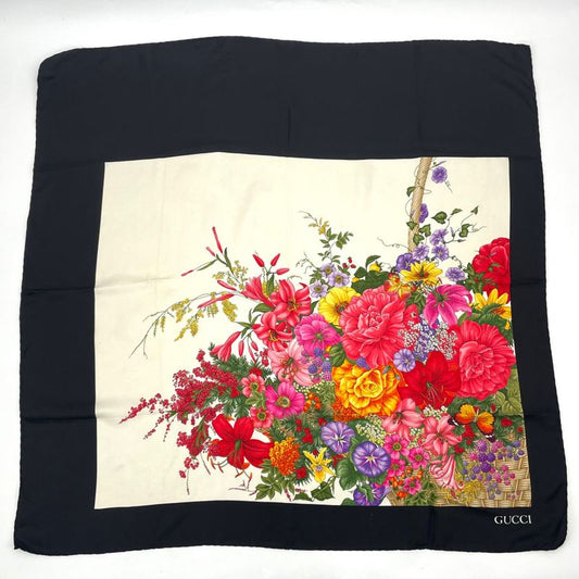 Gucci Scarf Silk Floral Pattern Multicolor