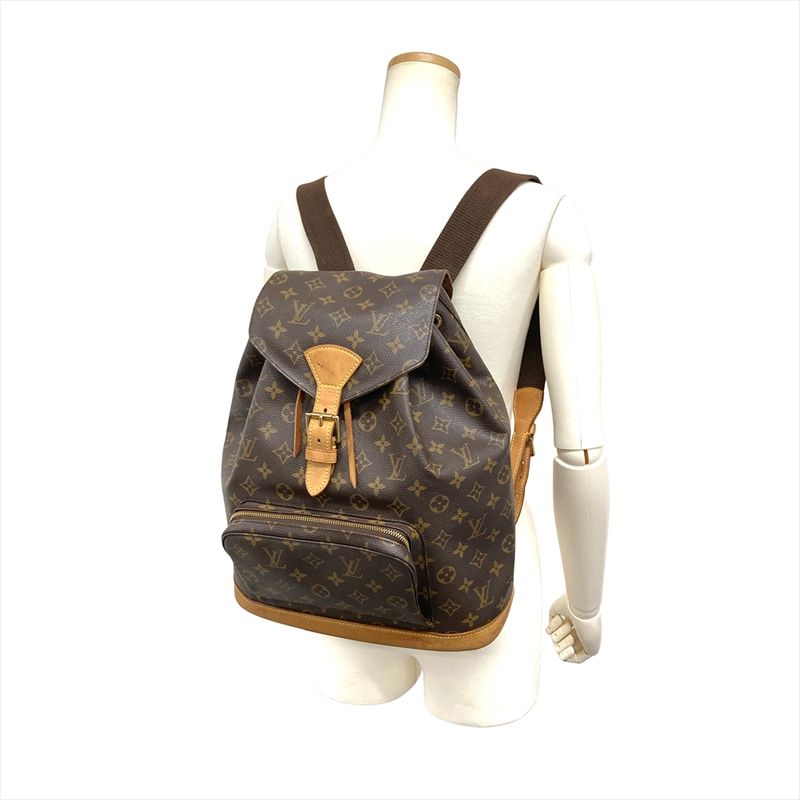 Louis Vuitton Montsouris Backpack Monogram Canvas M51135 Brown Gold Hardware