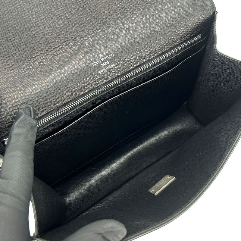 Louis Vuitton Second Bag Clutch Selenga M30782 Taiga Leather Ardoise Black