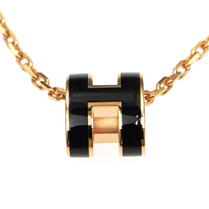 Hermes Necklace Pop Ash Mini Pendant Black Rose Gold Hardware Accessorie