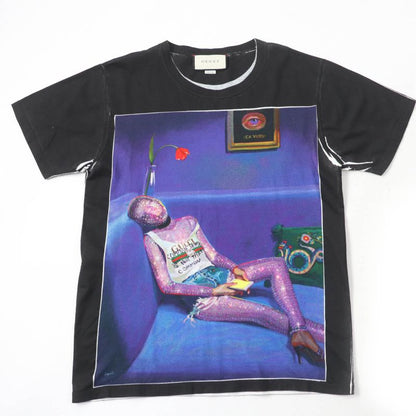 Gucci 492347 100% Cotton Ignacimon Real Print Short Sleeve T-shirt Black XS
