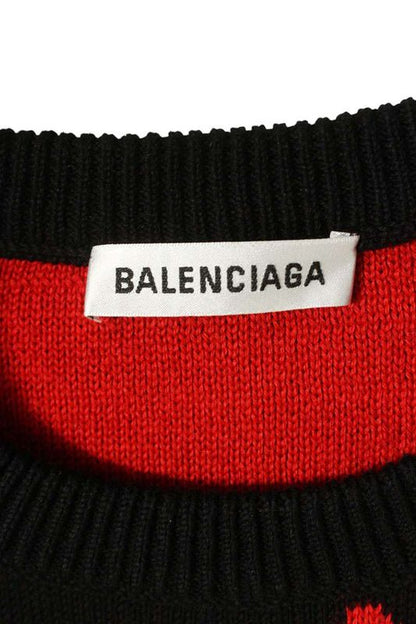 Balenciaga 20AW 625329 T3178 Logo All Over Jacquard Oversized Knit Men's XS