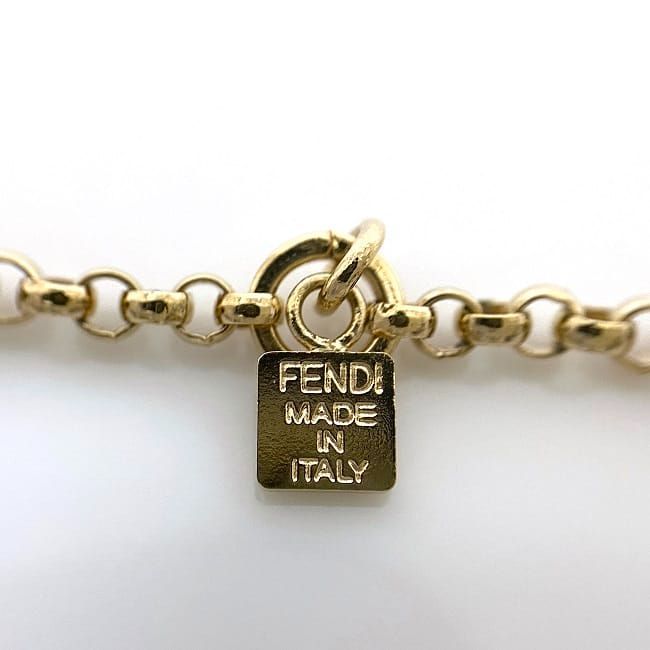 Fendi Long Necklace Gold Orange Multicolor Rare Excellent Condition