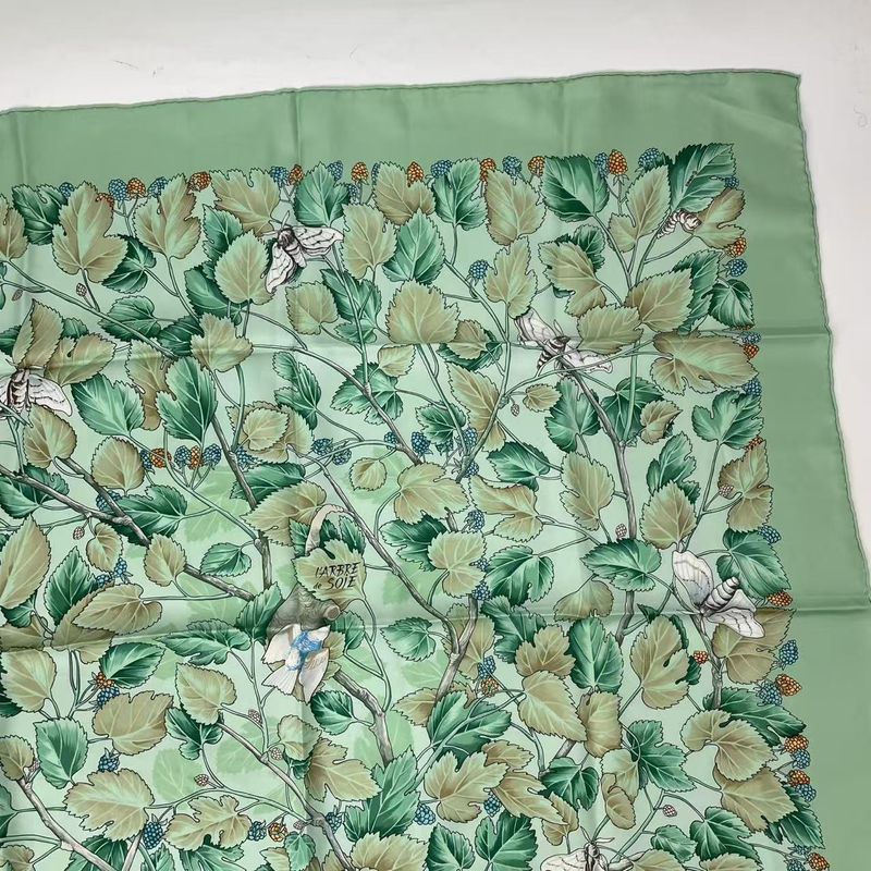 Hermes Carre 90 L'arbre De Soie Silk Tree Mulberry Tree And Silkworm Silk Scarf