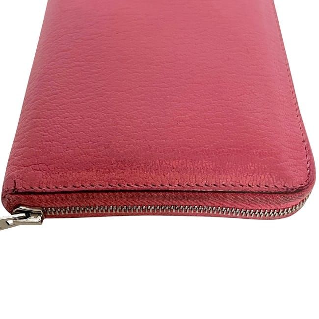 Hermes Round Zipper Long Wallet Azap Pink Rose Lipstick