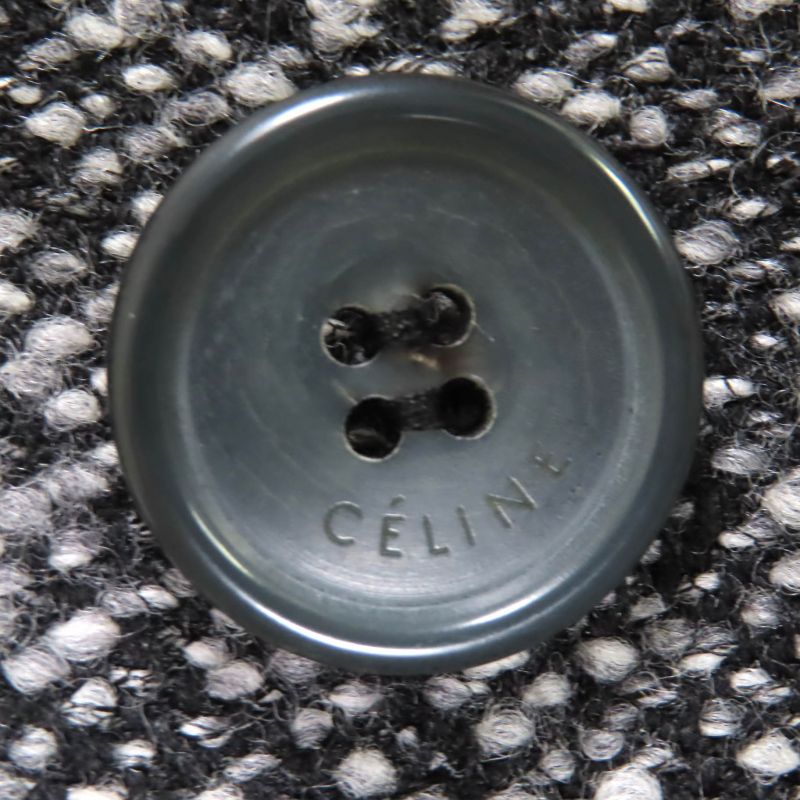 Celine 2 8W82 253C Phoebe Period Double Breasted Tweed Long Coat Greyish 34