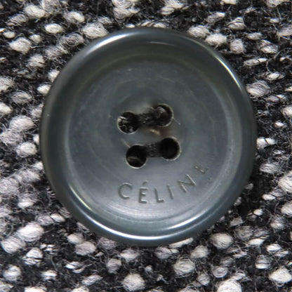 Celine 2 8W82 253C Phoebe Period Double Breasted Tweed Long Coat Greyish 34