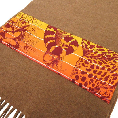 Hermes Cashmere Brown Orange Scarf 0695 Hermes