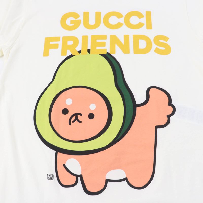 Gucci Pikarar 23AW 717422 Guccy Friends 100% Cotton Animal Print Short Sleeve