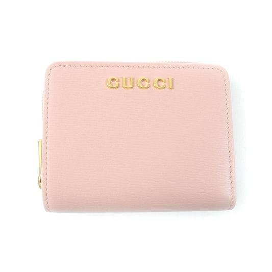 Gucci 772639 Script Mini Wallet With Logo Hardware Leather Bifold Wallet Light