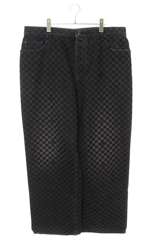 Louis Vuitton 25SS Rm251m CCU Hsd71w Flocked Damier Wide Denim Pants Men 40