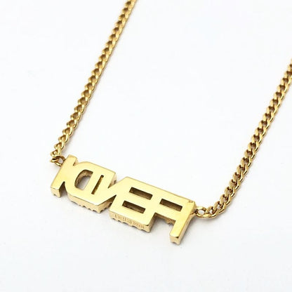 Fendi Logo Necklace Graffiti Zircon Gold