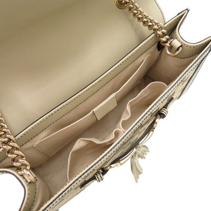 Gucci Emily Horsebit 295402 520931 GG Canvas Leather White Shoulder Bag 0526