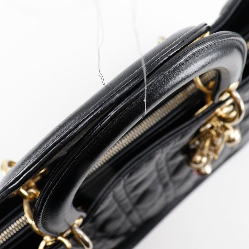 [dior] Christian Dior Lady Dior Large Canage 2WAY Shoulder Lambskin Black