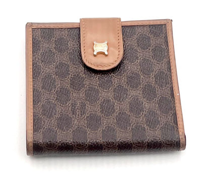 Celine Bifold Wallet Macadam Pattern Brown Leather 07bs235