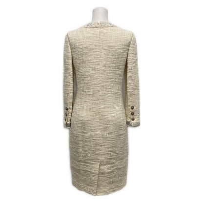 Chanel Dress Size 38 M Women - P43891 Ivory White And Silver Long Sleeves Knee