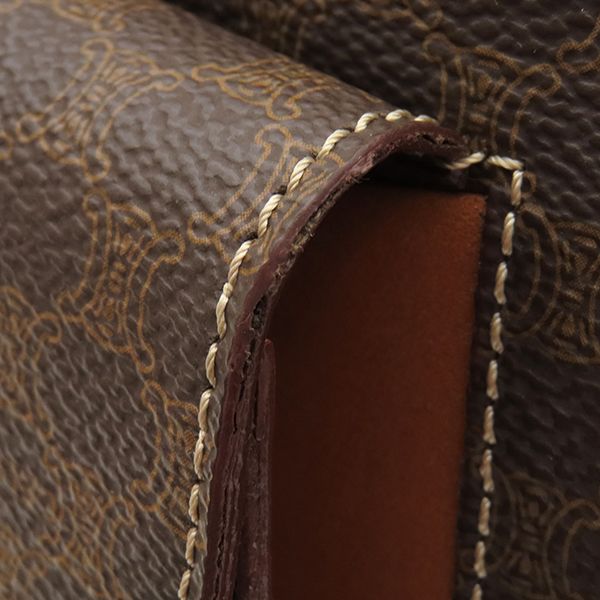 Celine Handbag Macadam Half Moon PVC Leather Brown Gold Hardware Brown Mini