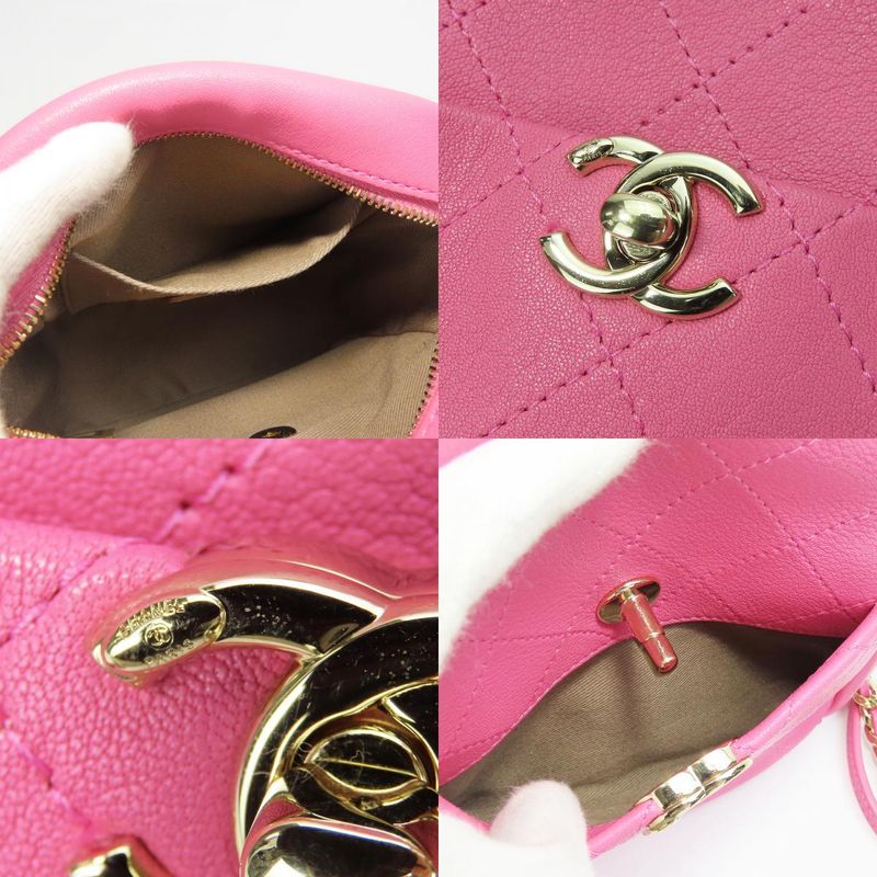 Chanel Shoulder Bag Matelasse Chain Leather Pink Gold Hardware Crossbody Coco